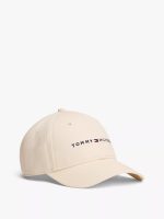 Embroidered Tommy Logo Baseball Cap-Vanilla