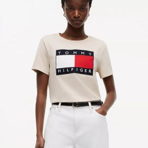 Flag Logo T-Shirt-Classic Beige
