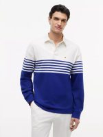 Relaxed Fit Long-Sleeve Colorblock Polo-Wedge Blue