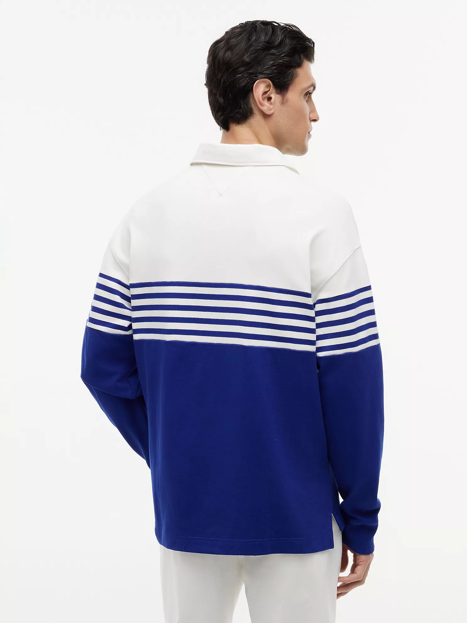 Relaxed Fit Long-Sleeve Colorblock Polo-Wedge Blue - Image 3