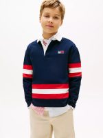 Kids' Logo Graphic Stripe Rugby Polo-Navy