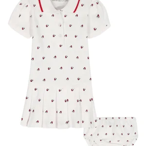 Heart Polo Dress & Bloomers-White