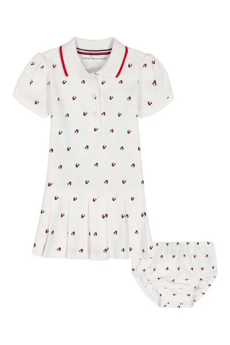 Heart Polo Dress & Bloomers-White