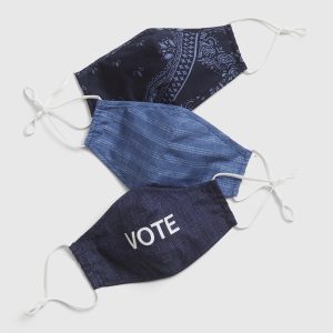 READYSTOCK Adult Statement Contour Mask with Filter Pocket (3-Pack) - Vote Multi Blue