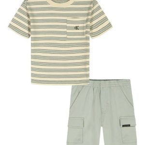 Baby/Toddler/Kids Short Sleeve T-Shirt & Shorts Set-Green/ Beige-Olive Multi-Prepack Assorted