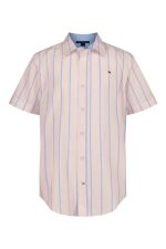 Tommy Hilfiger Kids' Candy Stripe Short Sleeve Shirt-Icy Pink