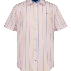 Tommy Hilfiger Kids' Candy Stripe Short Sleeve Shirt-Icy Pink