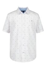 Tommy Hilfiger Kids' Flag Short Sleeve Button-Up Shirt-Fresh White