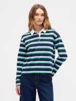 Oversized Stripe Rugby Polo Shirt-Navy Uniform