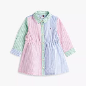 Babies' Mixed Stripe Stretch Shirtdress-Blue Spell