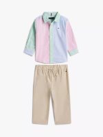 Babies' Stripe Shirt and Pant Set-Radiant Pink multi