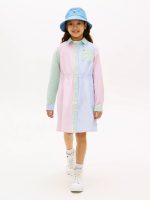 Kids' Mixed Stripe Stretch Shirtdress-Blue Spell
