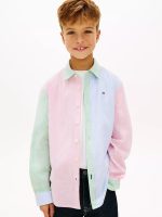 Kids' Mixed Stripe Stretch Oxford Shirt-Radiant Pink