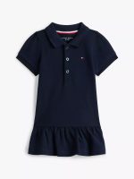 Babies' Stretch Pique Polo Dress-Navy