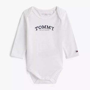 Babies' Long-Sleeve Monotype Logo Onesie-White