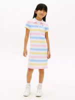 Kids' Multicolor Stripe Polo Dress-Th Optic White