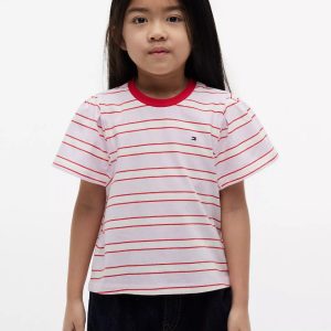 Kids' Stripe T-Shirt-Pearly Pink Stripes