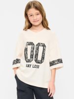 Oversized Football-Style T-Shirt for Girls-Creme De La Creme