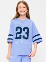 Oversized Football-Style T-Shirt for Girls-Flax Flower