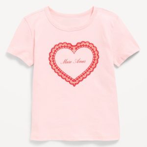Short-Sleeve Graphic T-Shirt for Girls-Pink Sky