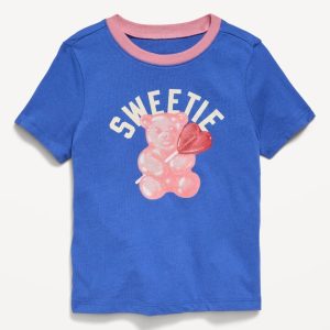 Short-Sleeve Graphic T-Shirt for Toddler Girls-Crayon Blue