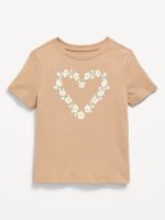 Short-Sleeve Graphic T-Shirt for Toddler Girls-Floral Heart