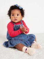 Mock-Neck Ribbed T-Shirt and Tiered Chambray Dress Set for Baby-Mid Tone Chambray