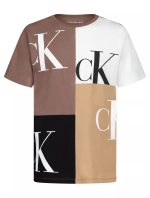 Boys Patchwork Monogram Crewneck Tee-White Multi