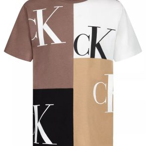 Boys Patchwork Monogram Crewneck Tee-White Multi