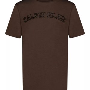 Boys Stencil Logo Crewneck Tee-Brown