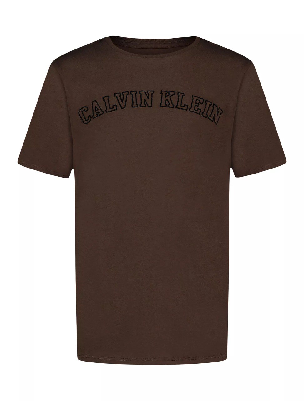 Boys Stencil Logo Crewneck Tee-Brown