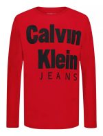 Boys Bold CKJ Logo Long Sleeve Tee-Red