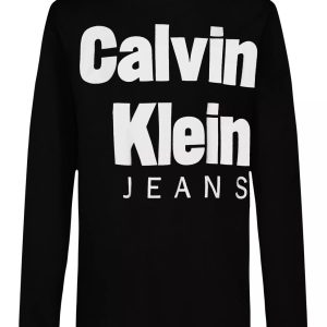 Boys Bold CKJ Logo Long Sleeve Tee-Black