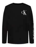 Boys Monogram Long Sleeve Tee-Black