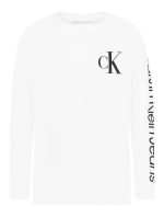 Boys Monogram Long Sleeve Tee-White