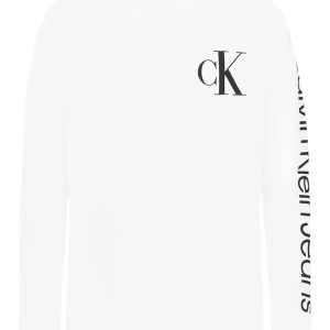 Boys Monogram Long Sleeve Tee-White