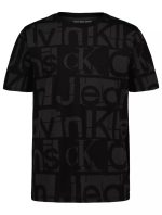 Boys Allover Tonal Graphic Logo Crewneck Tee-Black