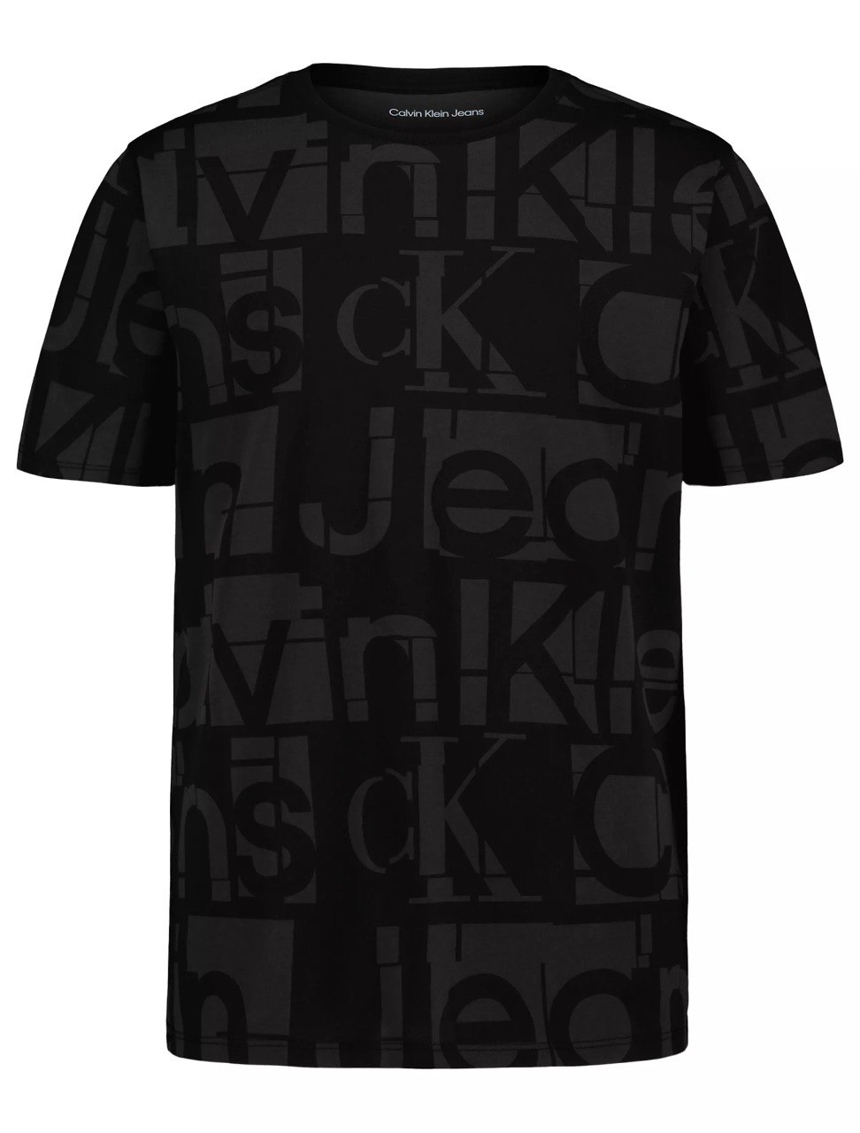 Boys Allover Tonal Graphic Logo Crewneck Tee-Black