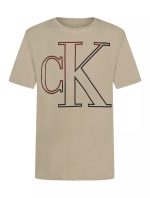 Boys Oversized Outline Monogram Crewneck Tee-Tan