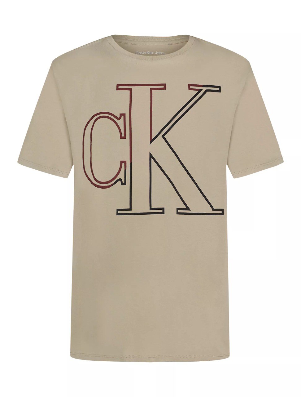 Boys Oversized Outline Monogram Crewneck Tee-Tan