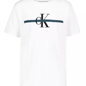 Boys Monologo Stripe Crewneck Tee-White