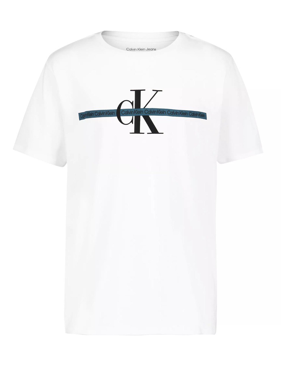 Boys Monologo Stripe Crewneck Tee-White