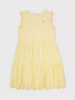 Kids' Sleeveless Embroidered Tiered Dress-Yellow Marigold