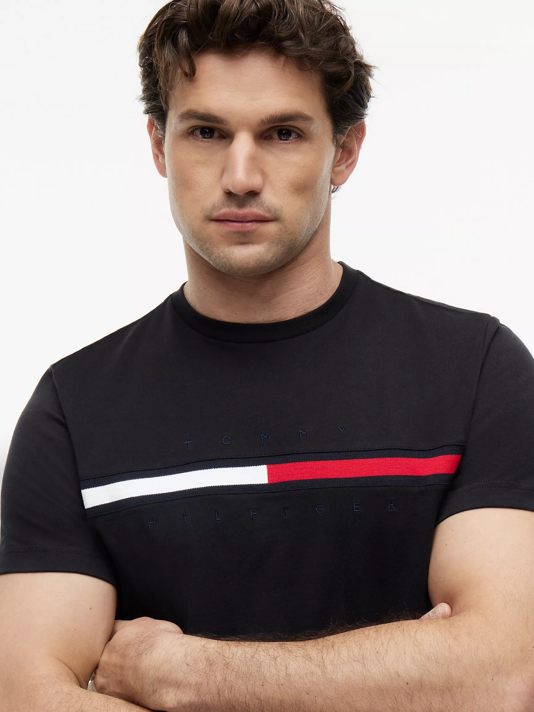 Embroidered Flag Logo T-Shirt- Black - Image 3