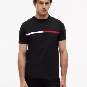 Embroidered Flag Logo T-Shirt- Black