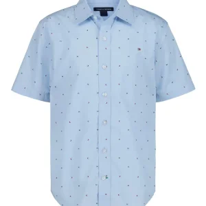 Kids' Tommy Flag Short Sleeve Button-Up Shirt-Chambray Blue