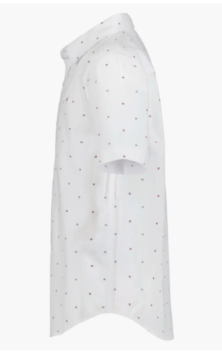 Tommy Hilfiger Kids' Flag Short Sleeve Button-Up Shirt-Fresh White - Image 2