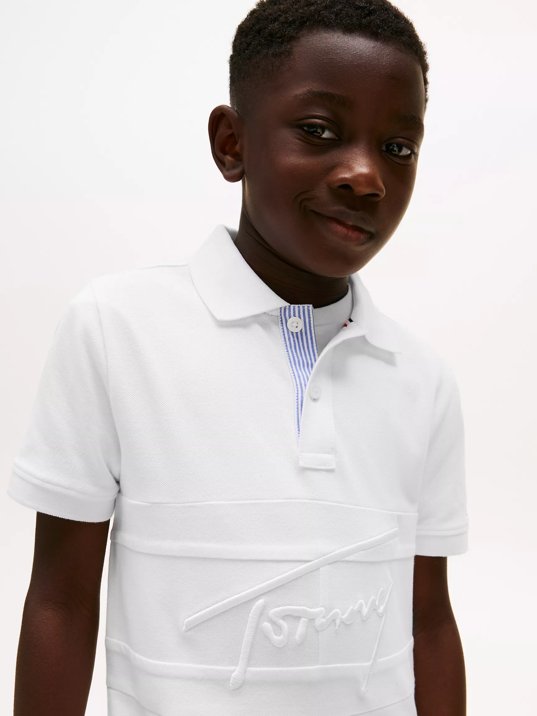Kids' Embroidered Tommy Logo Polo-White - Image 2