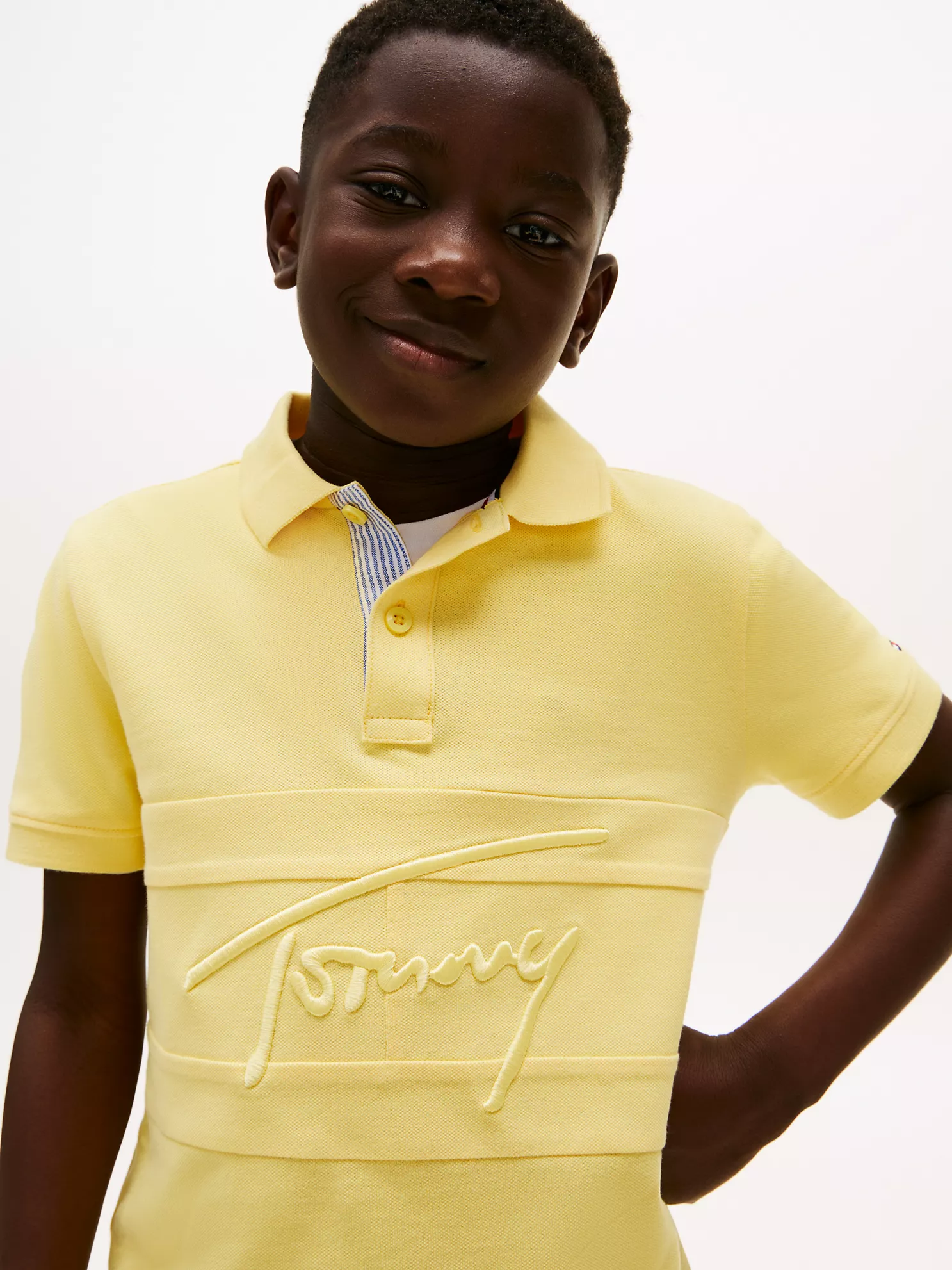Kids' Embroidered Tommy Logo Polo-Citronella - Image 2