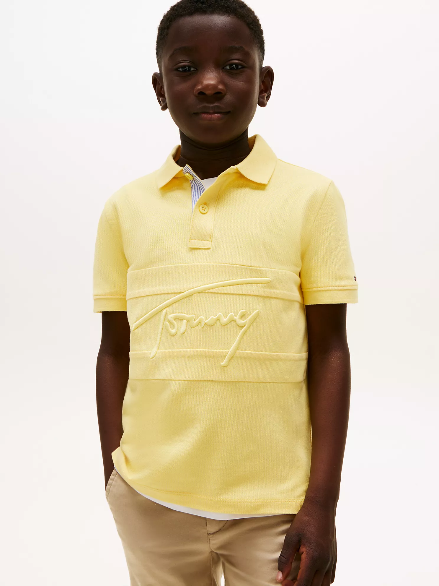 Kids' Embroidered Tommy Logo Polo-Citronella